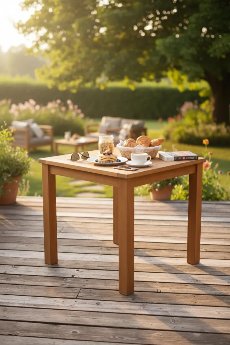 Teakhouten Tuintafel – 80x80 massief Teak - alternate view