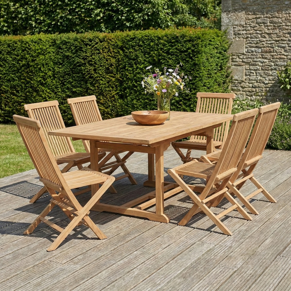 Summer teakhouten tuinset Teakea 6 klapbare tuinstoelen - alternate view