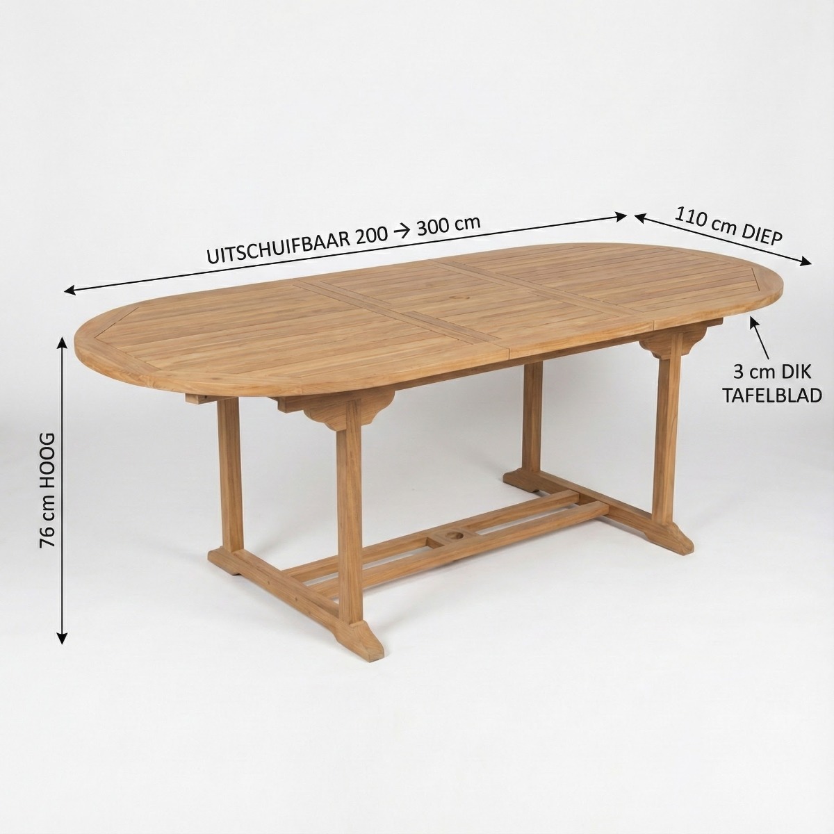 Tuintafel 200x300 uitschuifbaar teakhout FSC XXL - view 3