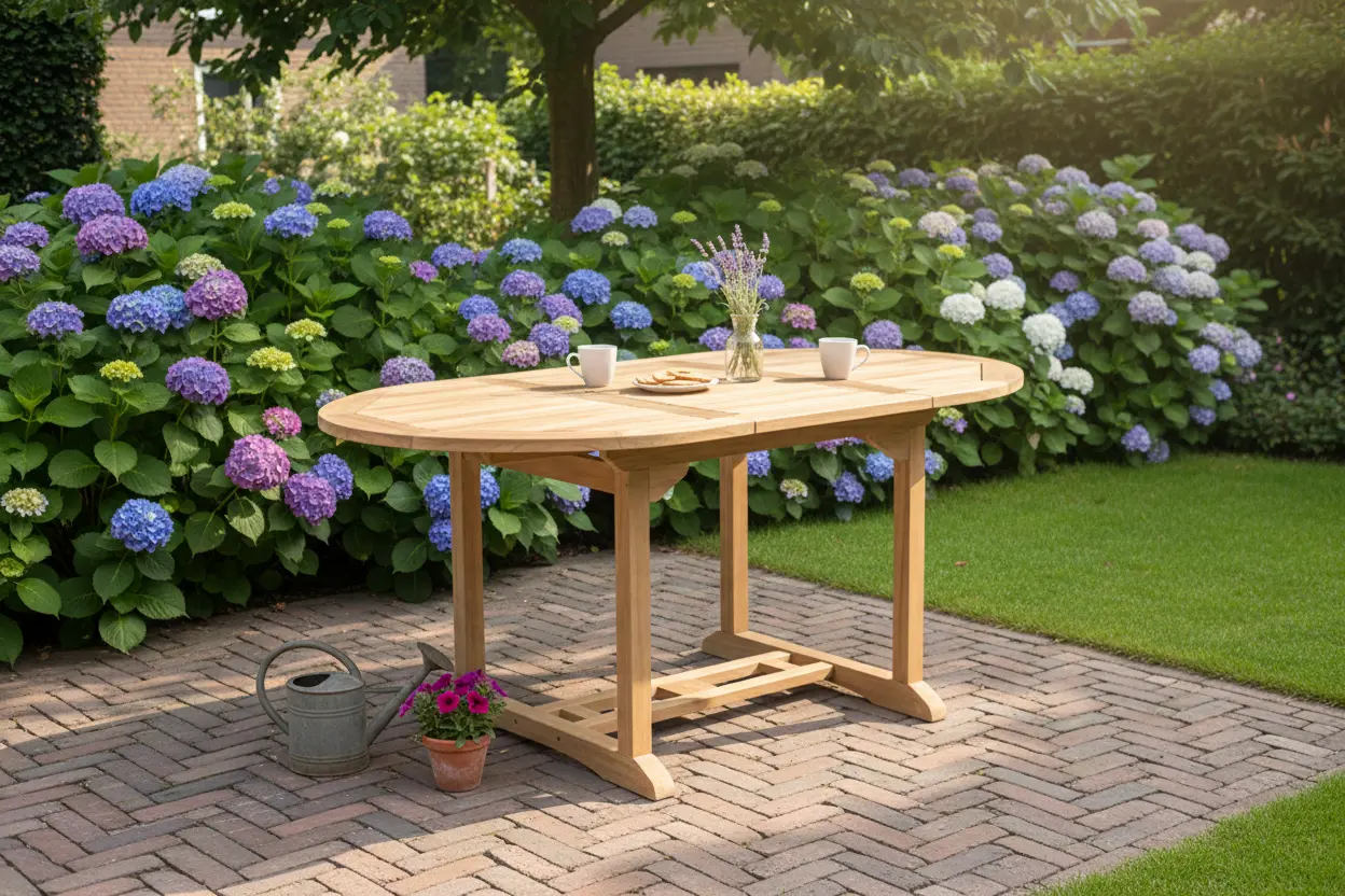 Deze veelzijdige ovale tuintafel van massief teakhout transformeert moeiteloos van een compacte 120 cm tafel naar een ruime 180 cm eettafel, perfect voor elke gelegenheid. Met een breedte van 100 cm biedt de tafel volop ruimte voor uitgebreid dineren in e - alternate view