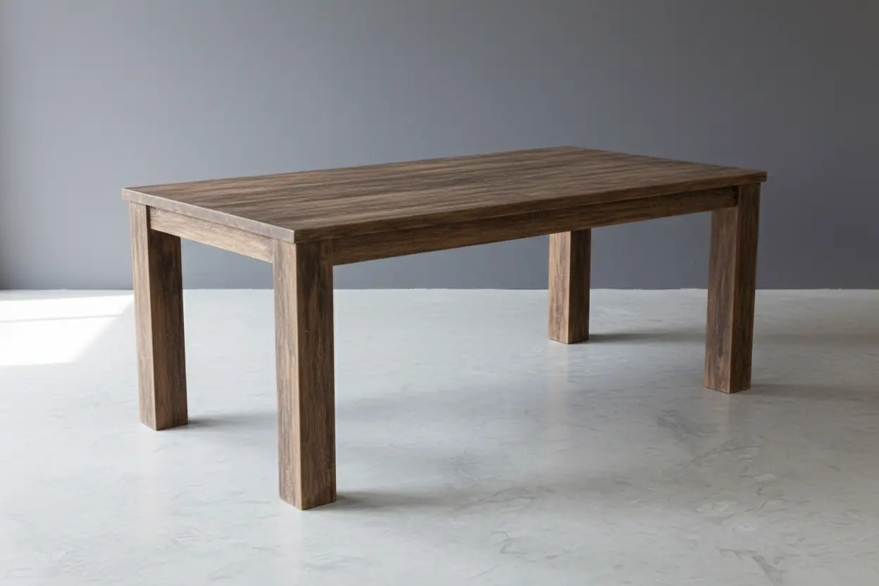 Deze robuuste eettafel vormt het warme middelpunt van een modern interieur, perfect voor uitgebreide diners en dagelijks gezinsgebruik. Het tijdloze ontwerp combineert de natuurlijke charme van massief hout met een strakke, industriële vormgeving die rust - alternate view
