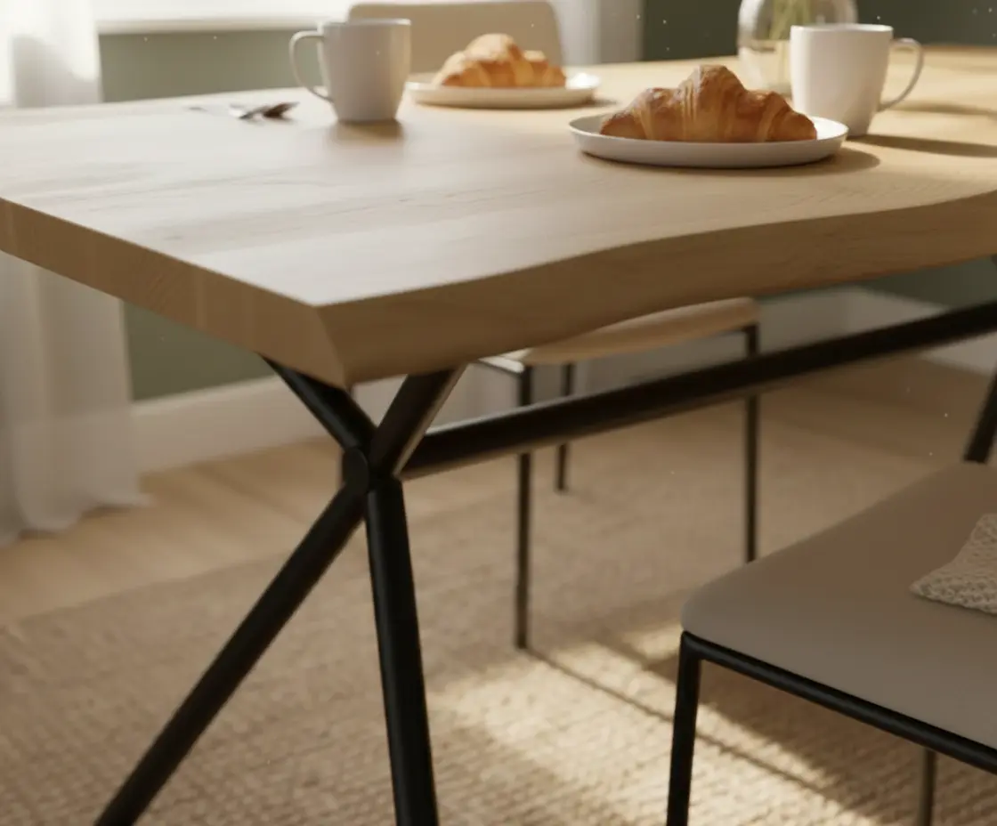 Eiken Boomstam Eettafel | Slab Edged-Rex Long Roundline Exclusive - alternate view