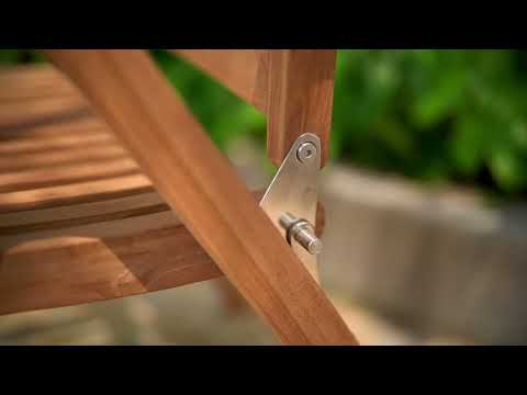 Set van twee verstelbare teakhouten tuinstoelen Linda met slate bijzettafel van 50 cm - view 3
