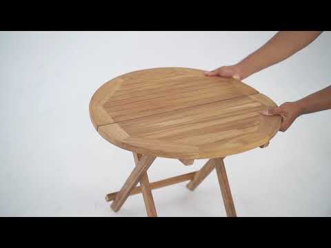 Rond inklapbaar teak bijzettafeltje van Ø60 cm en 45 cm hoog gemaakt van massief FSC teakhout voor buitengebruik - view 3