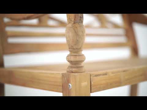 Teak Station Bank van 130 cm breed, gemaakt van gerecycled teakhout, geschikt voor twee personen, in natuurlijke teak kleur, ideaal voor buitengebruik. - view 3