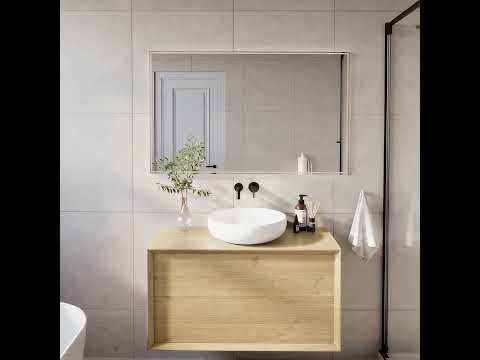 Eiken badmeubel Edge kaderlijst strak design massief hout - alternate view