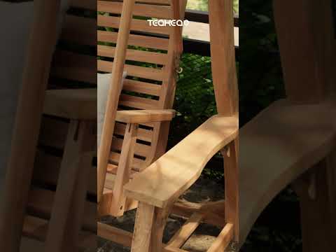 Teakhouten schommelbank met zonnedak van massief teak, drie-persoons bank met 150 cm brede zitting - view 4