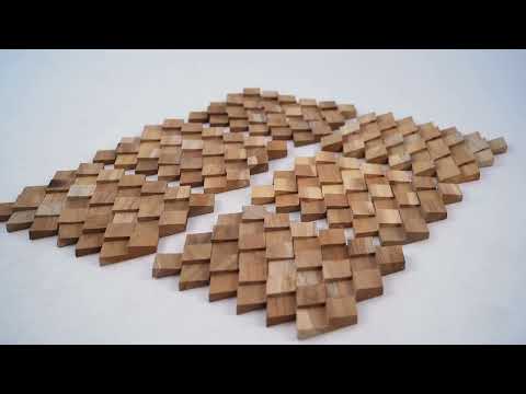3d teak wandpanelen Diamant Ruit motief - view 3