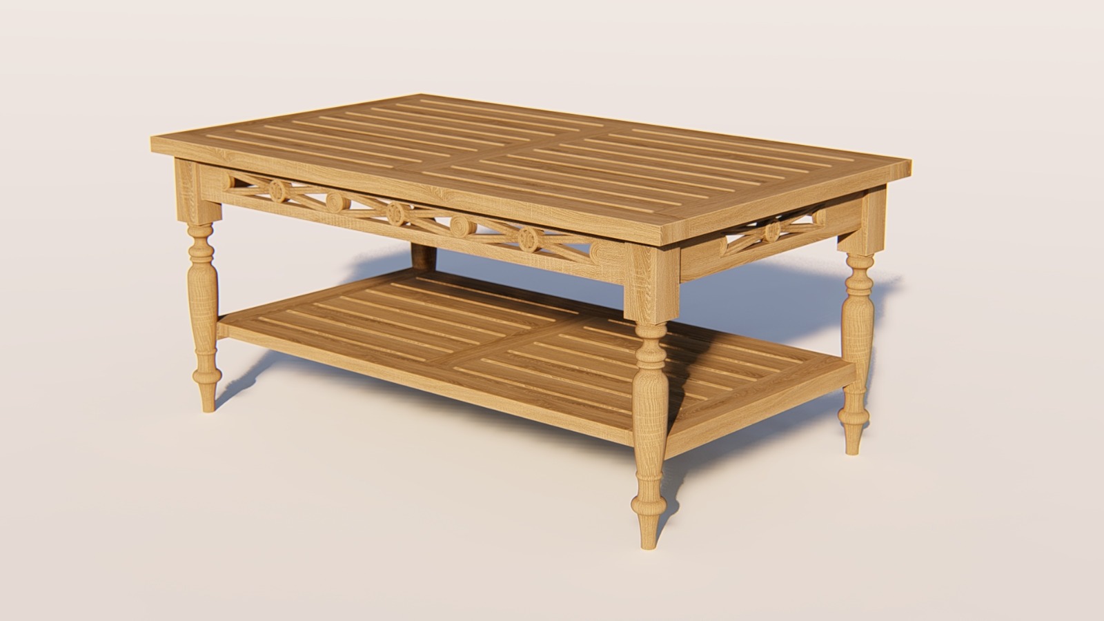 Teakhouten stationbank met salontafel - view 4
