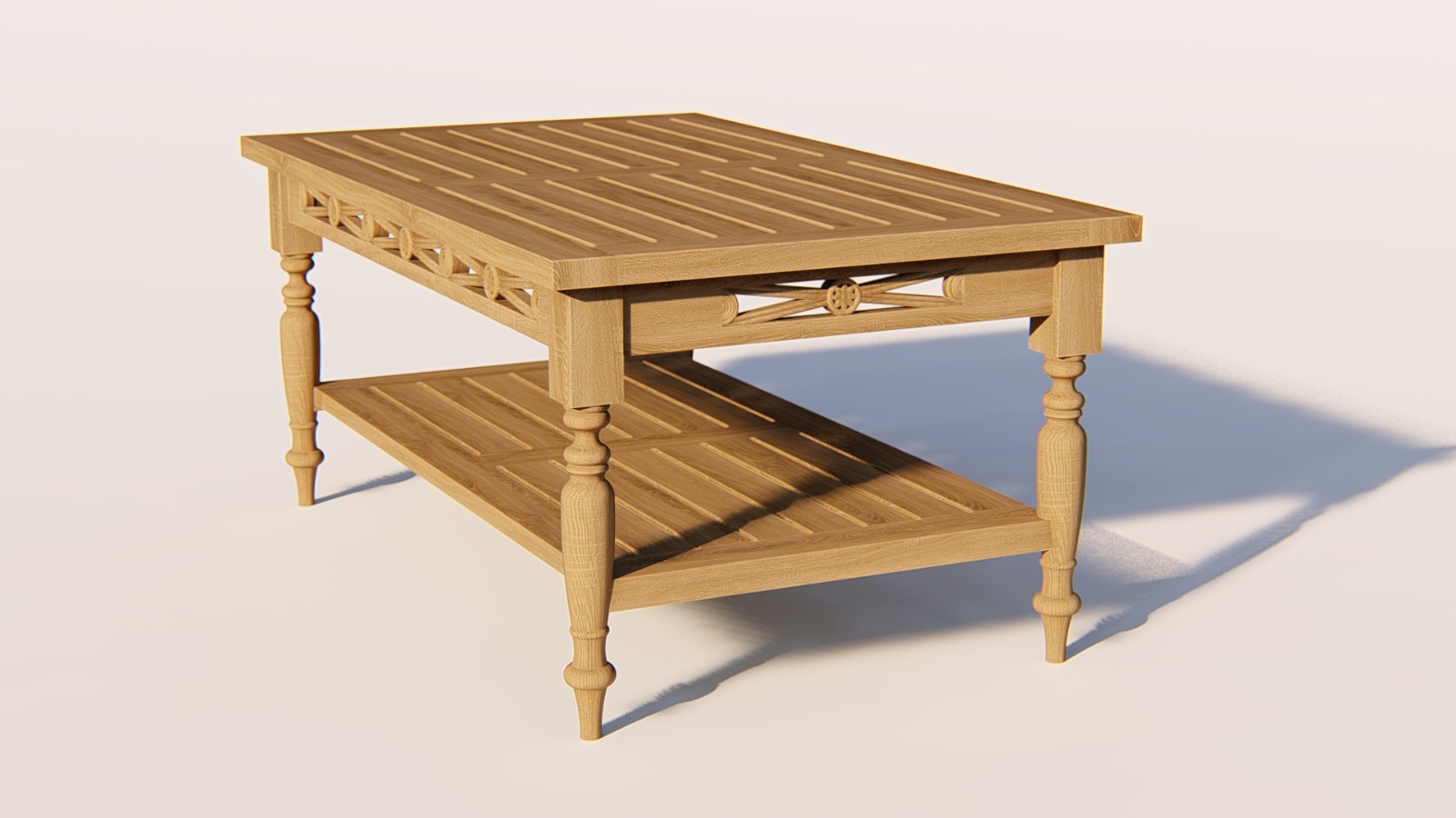 Teakhouten stationbank met salontafel - view 3