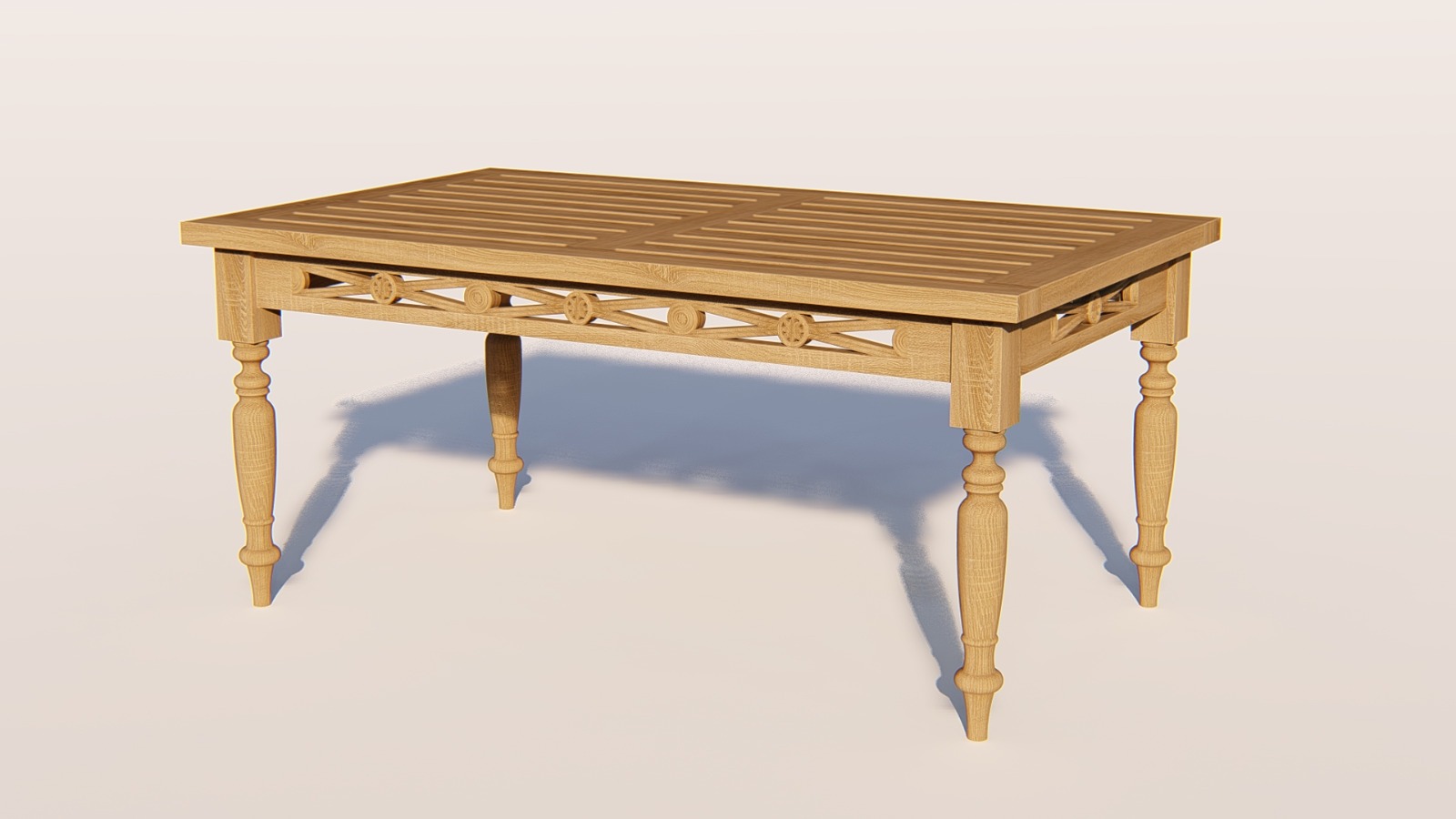 Batavia salontafel van massief teakhout 100x50 cm – klassiek tuinmeubel met sierpoten - view 4