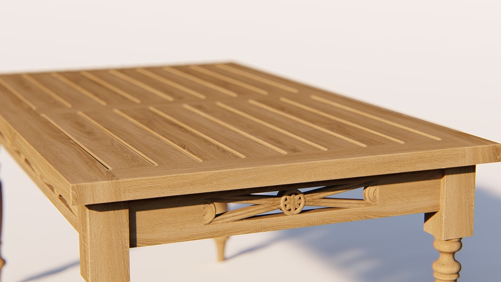 Batavia salontafel van massief teakhout 100x50 cm – klassiek tuinmeubel met sierpoten - alternate view