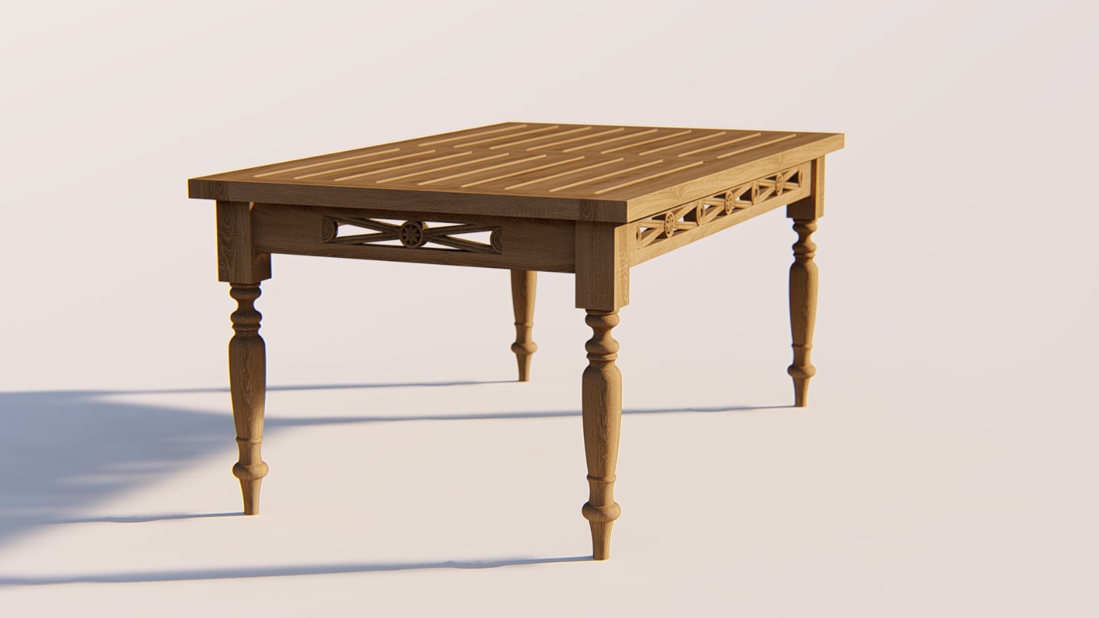 Batavia salontafel van massief teakhout 100x50 cm – klassiek tuinmeubel met sierpoten - view 3