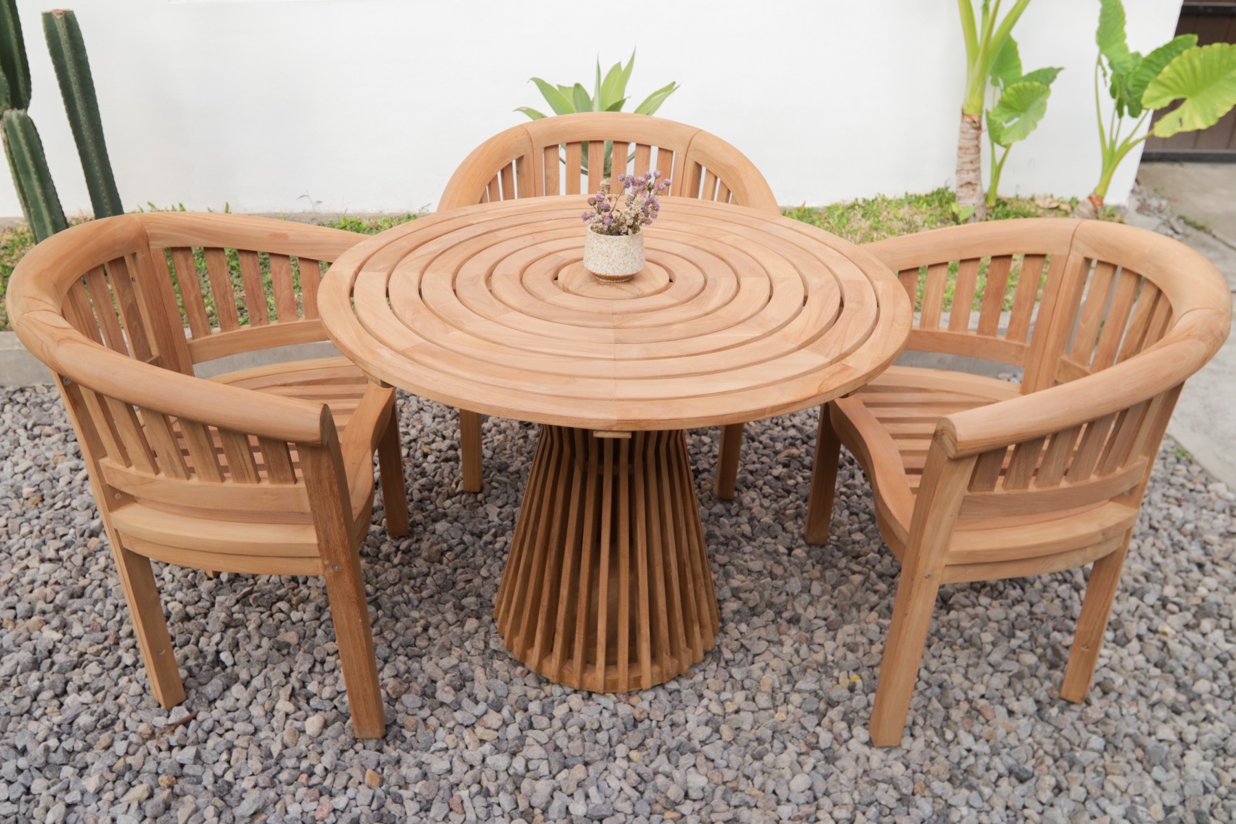 Teak Tuintafel Aurora – Rond Verzwaarde Middenpoot - view 4