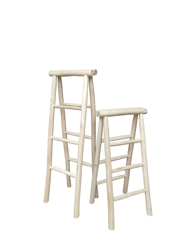 Vouwbare decoratie ladder 100 cm hoog teakhout - view 3