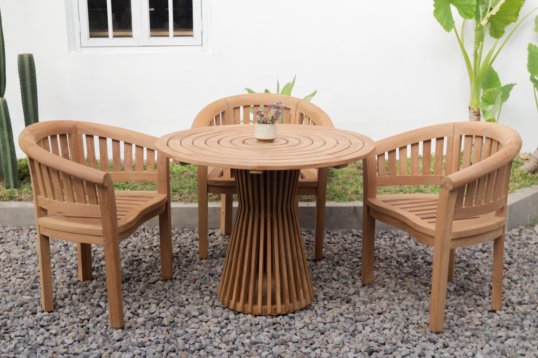 Teak Tuintafel Aurora – Rond Verzwaarde Middenpoot - view 3