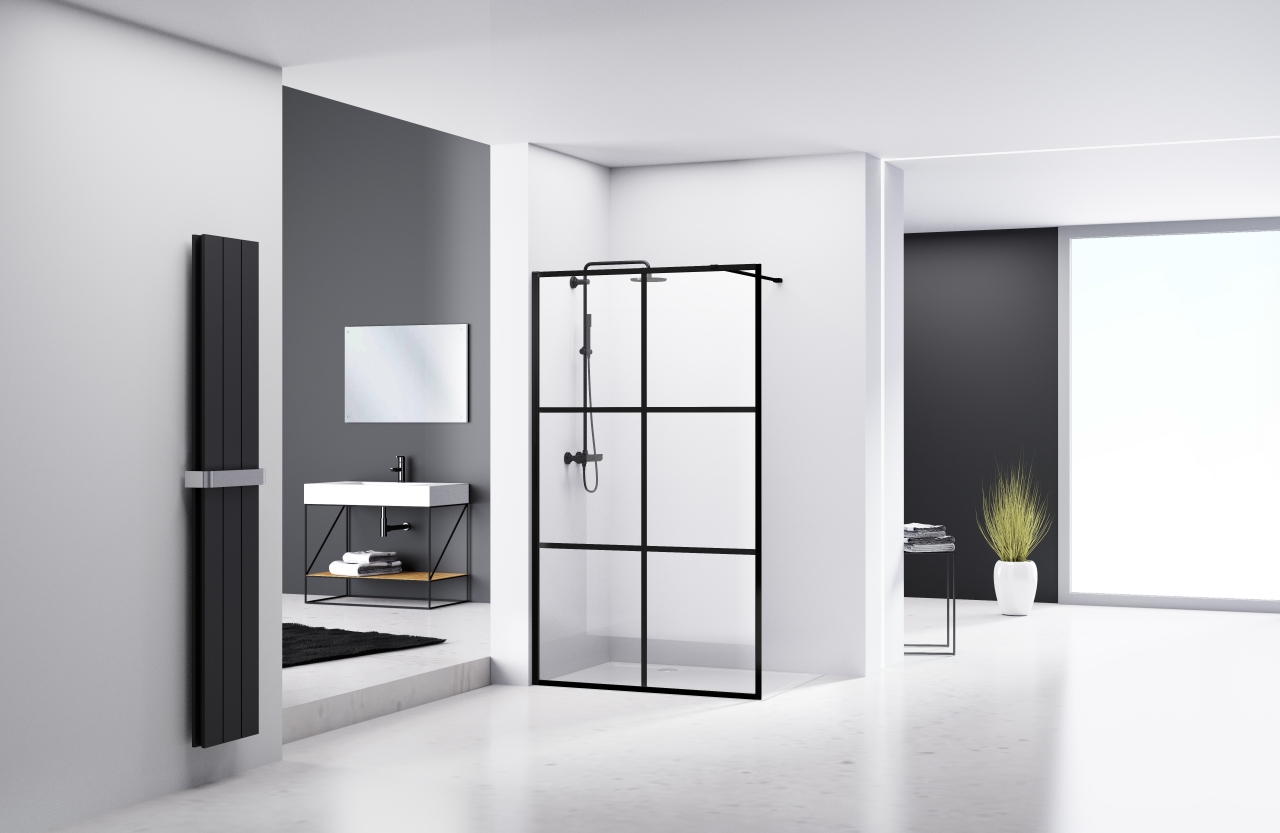 Van Rijn Products ST04M6 Ducha mural 100cm rejilla negro - alternate view