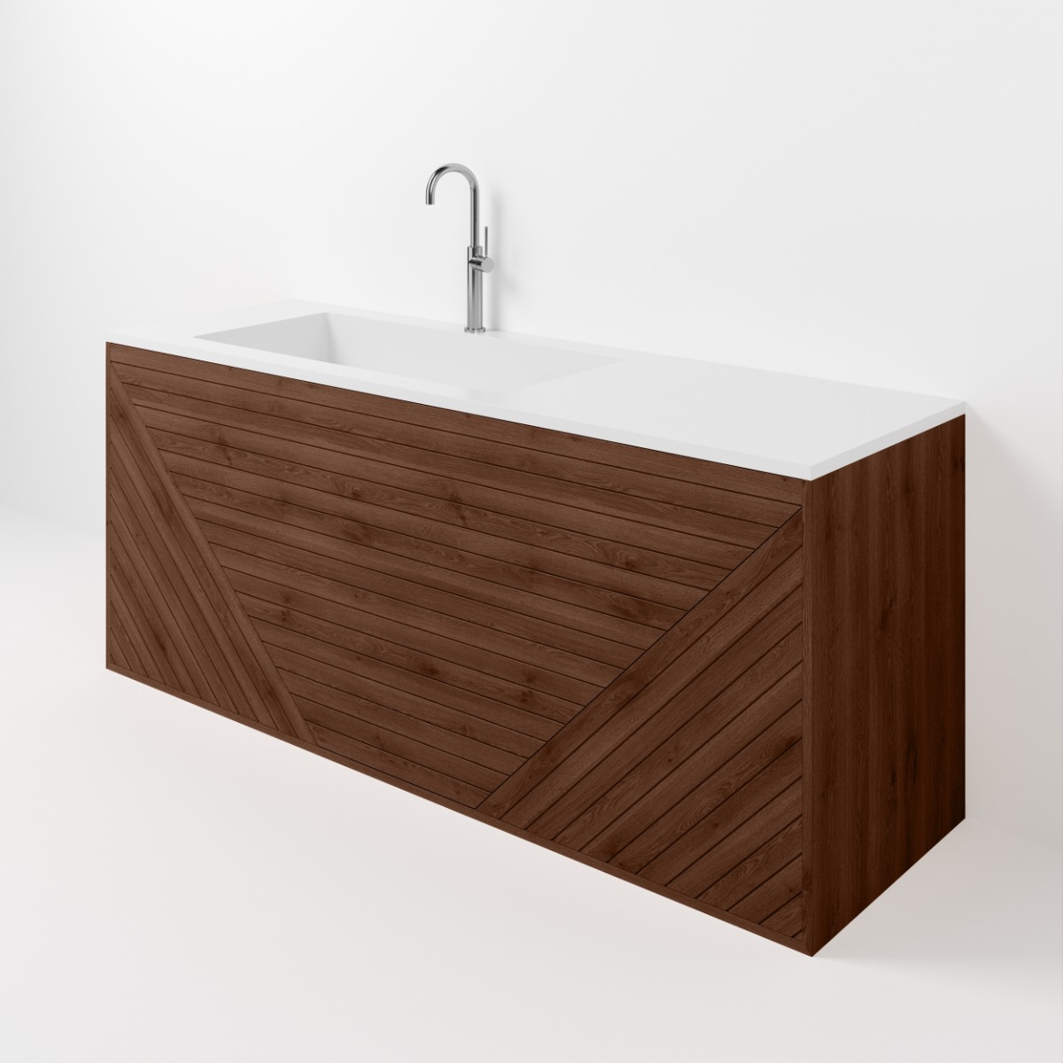 Shapes eiken badmeubel van massief eikenhout met factor wastafel, strak en modern ontwerp - alternate view