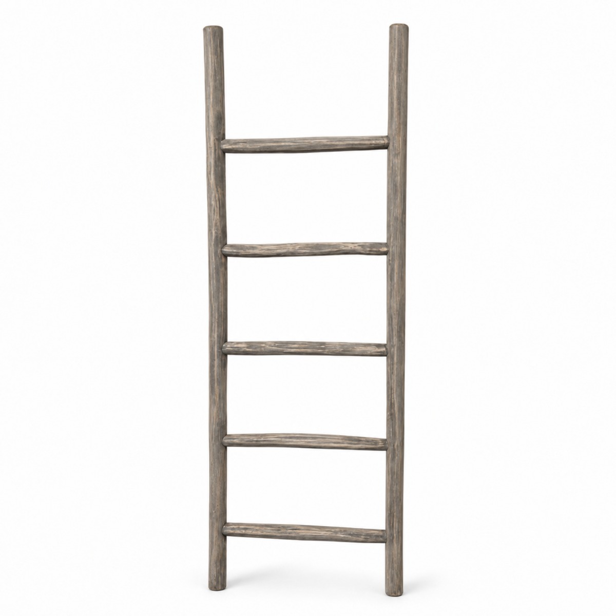 vergrijsde teakhouten decoratieladder 150 cm vooraanzicht - view 4