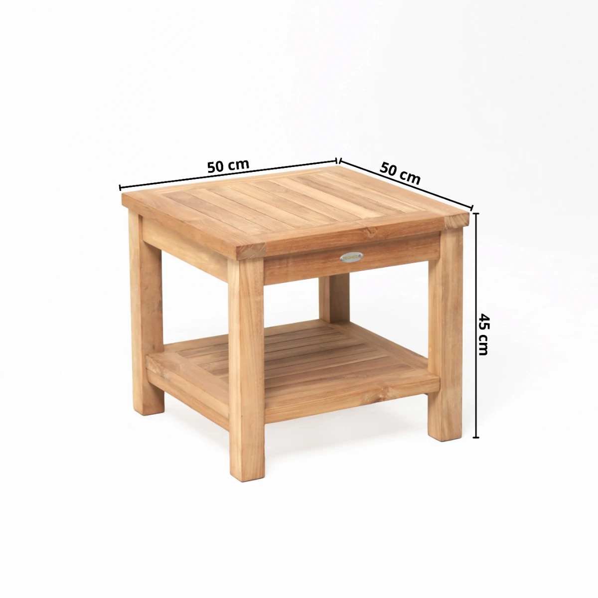 Teak bijzettafel tuin met onderblad 50x50x45 - view 3