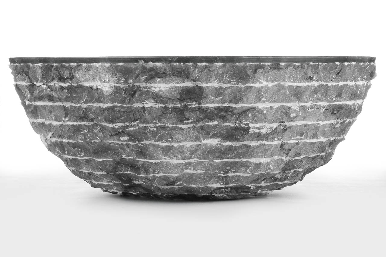Mountain waskom van zwart marmer, ronde opbouw waskom met formaat 40x15 cm - view 4