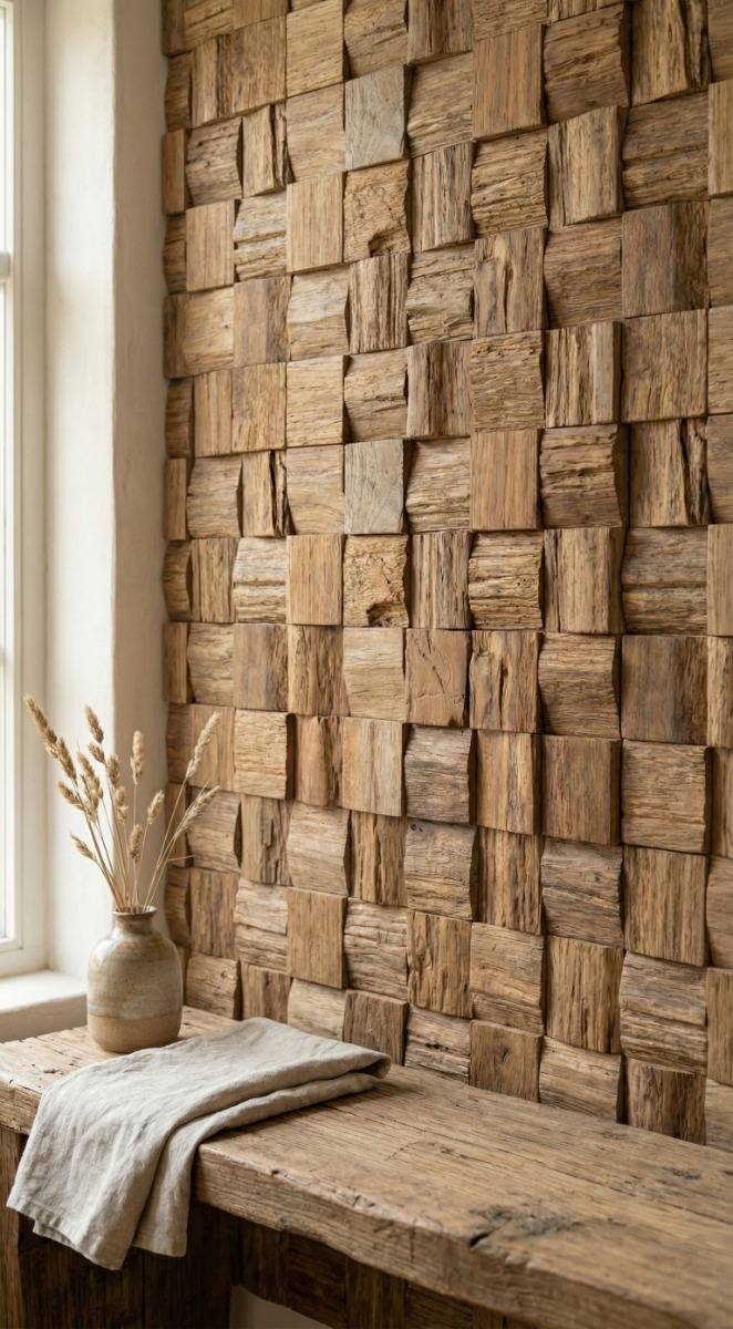 Teak wandpaneel Rustiek Recycled hout - alternate view