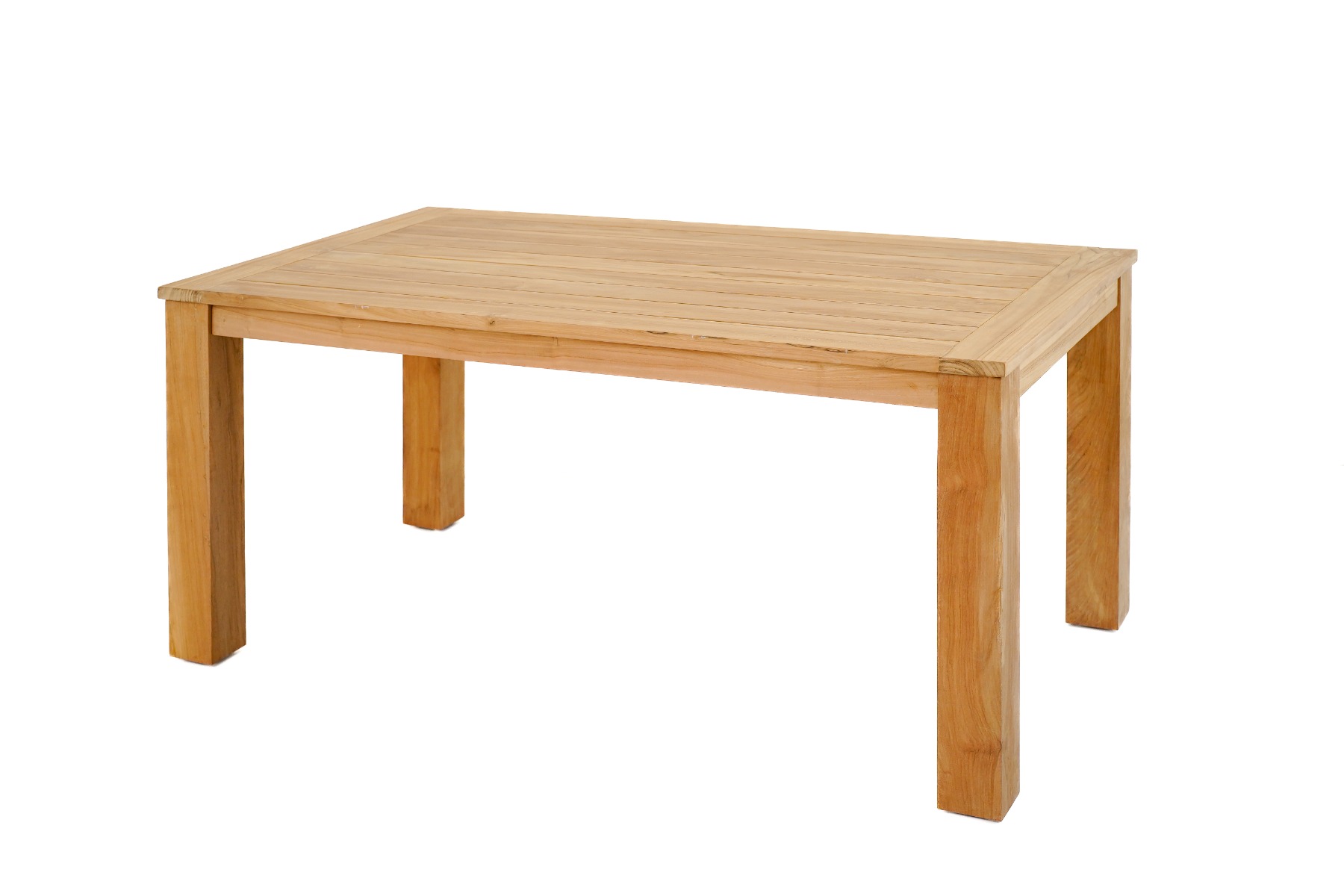 Teakhouten Nelson tuintafel 220x100 met 6 verstelbare Linda stoelen, luxe buitenmeubelset op een terras. - view 3