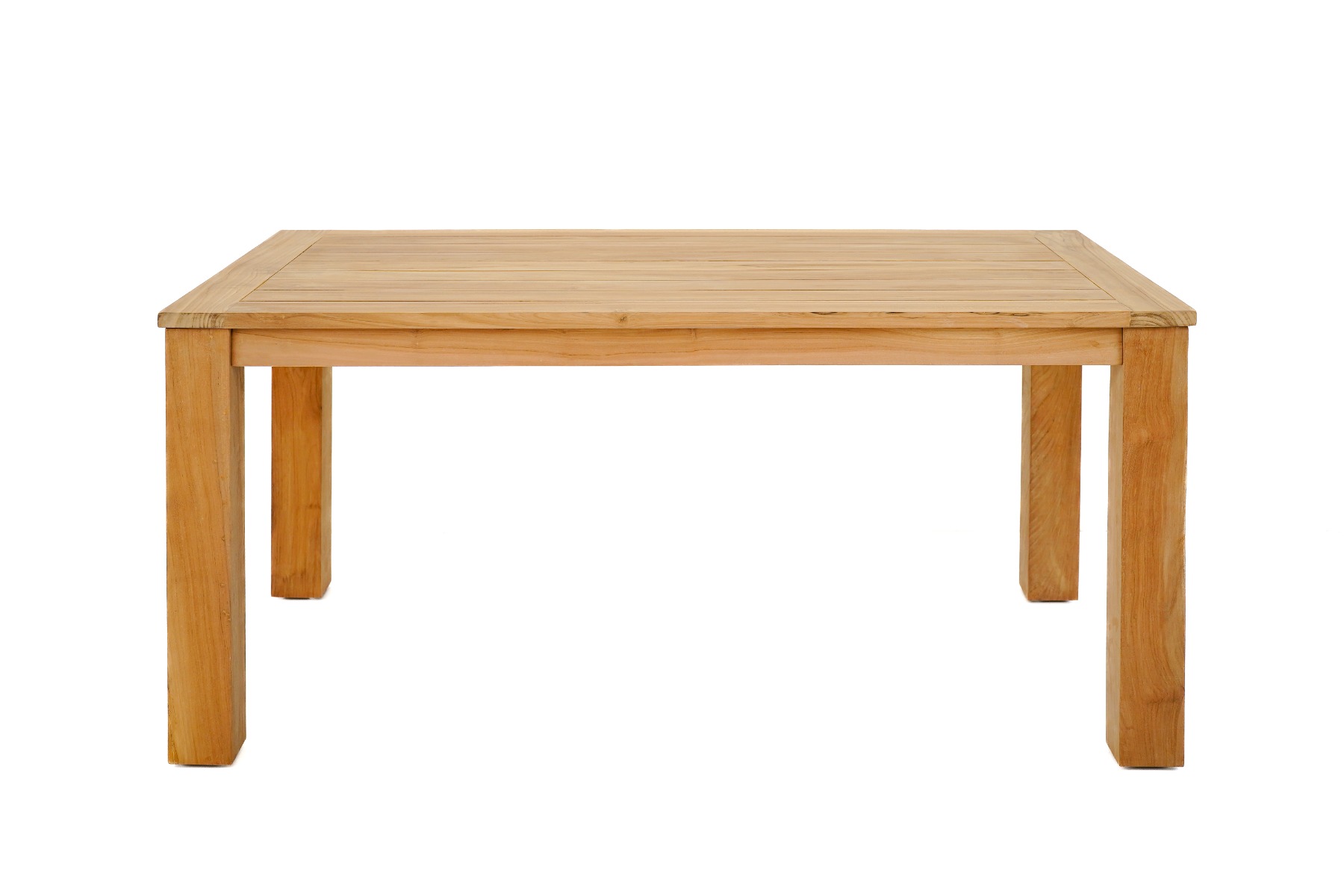 Teakhouten Nelson tuintafel 220x100 met 6 verstelbare Linda stoelen, luxe buitenmeubelset op een terras. - view 4