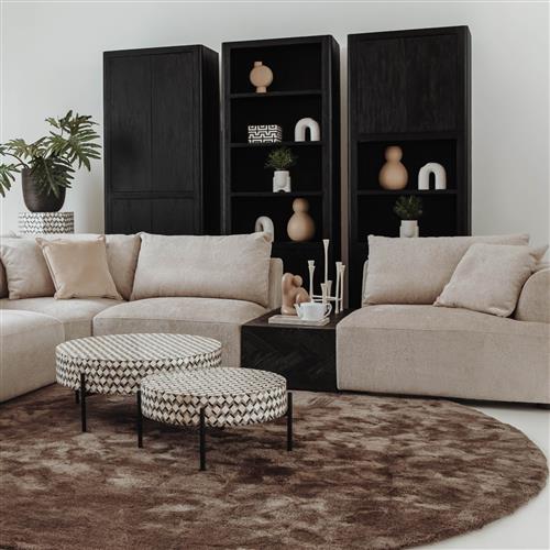 Zwart mangohouten Tenna opbergkast 80 cm met push-to-open deuren en twee open vakken - alternate view