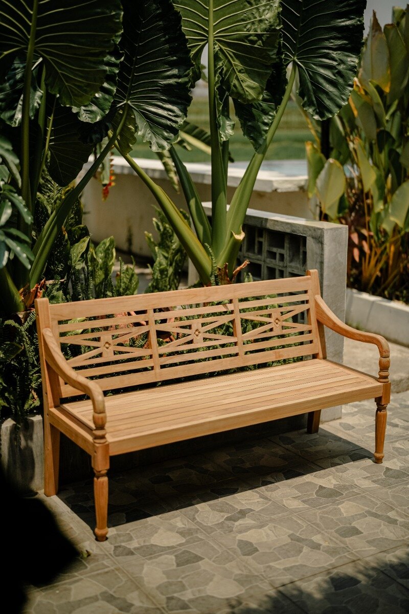 Teak Stationsbanks-150 breed | Gerecycled Teak | 3 Persoons Tuinbank - view 4