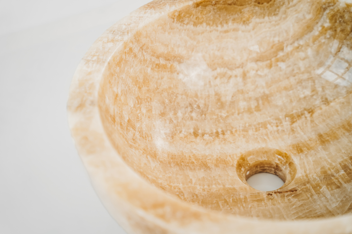 Waskom onyx natuursteen  40 cm rond  - alternate view
