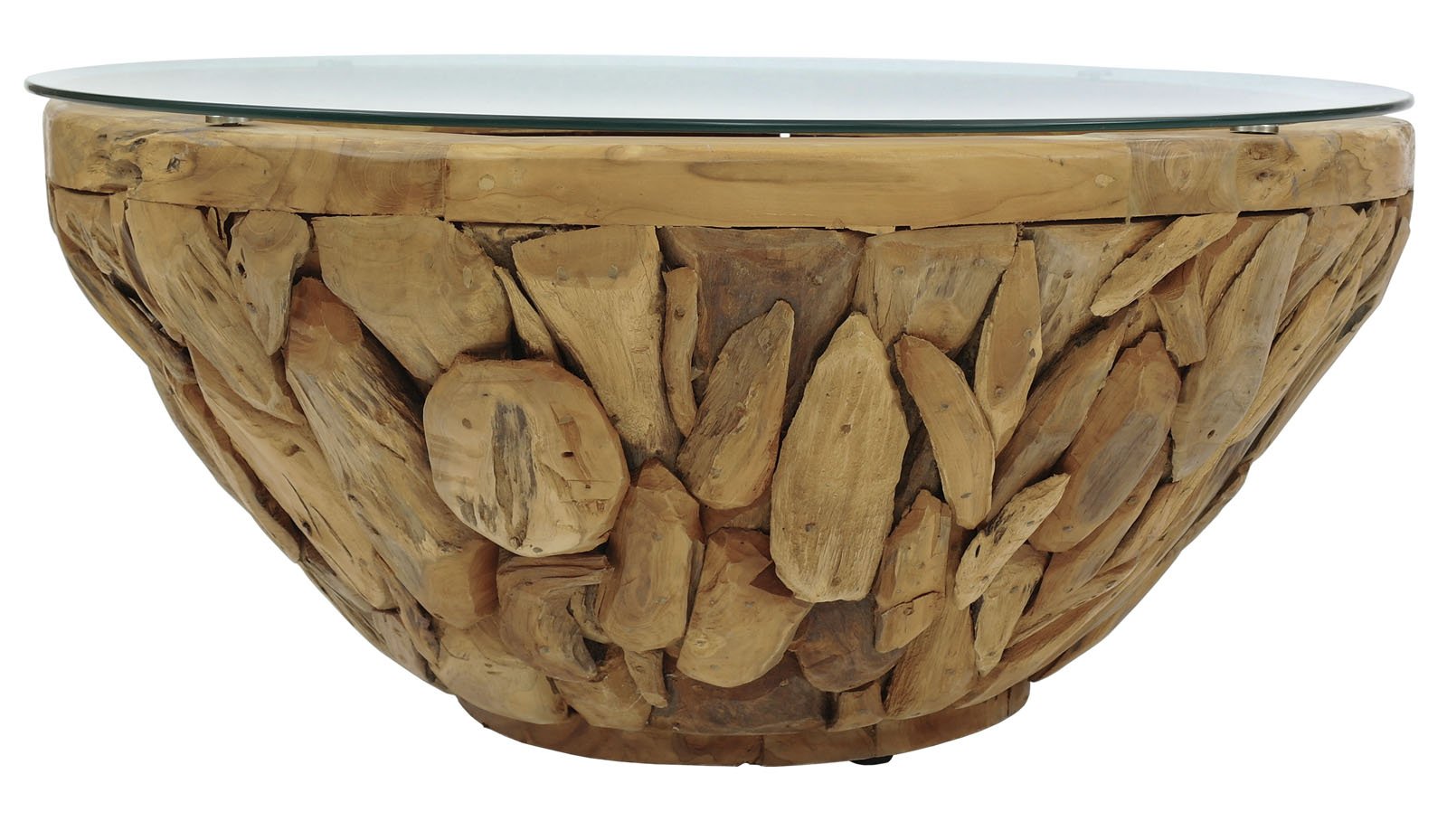 ROOT | Teak Wortel Salontafel met glas | Rond | 100x45 - DEV-ROOT-CT-BOWL-90-45 - alternate view
