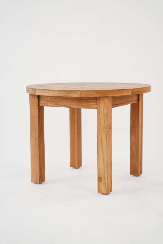 Rond teakhouten tuin bijzettafeltje met een diameter van 60 cm en een hoogte van 45 cm. Dit elegante tafeltje is gemaakt van hoogwaardig teakhout, bekend om zijn duurzaamheid en natuurlijke weerbestendigheid. Het heeft een gladde afwerking met een rijke,  - view 3