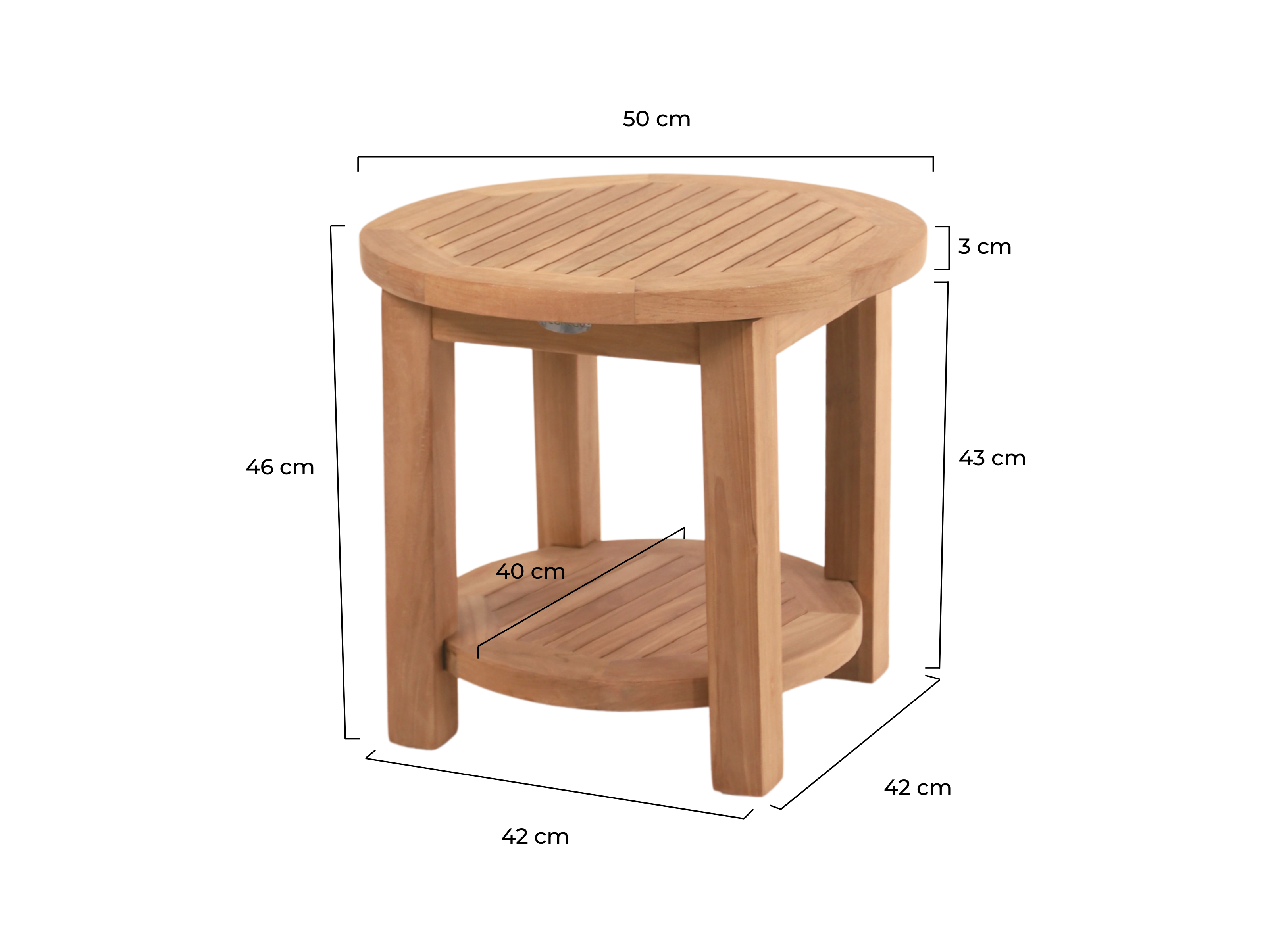 Salontafel teakhout 50 rond met onderblad tuintafeltje FSC teak - view 4