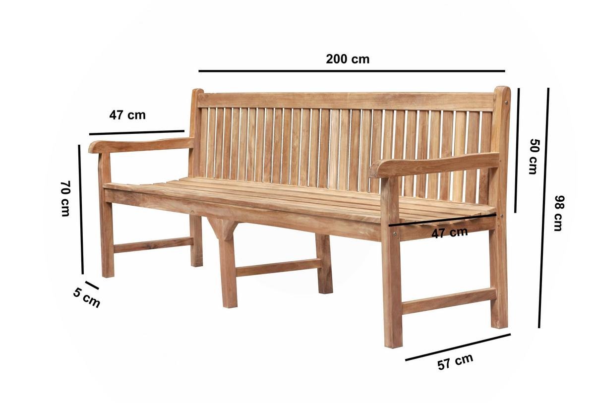Dubla grote teakhouten tuinbank van massief teak, ruime zitbank voor buitengebruik - alternate view