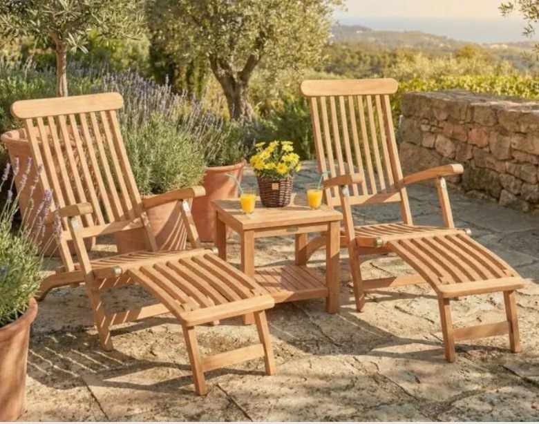 Deckchairs zonder wielen met teak tuintafeltje  - view 3