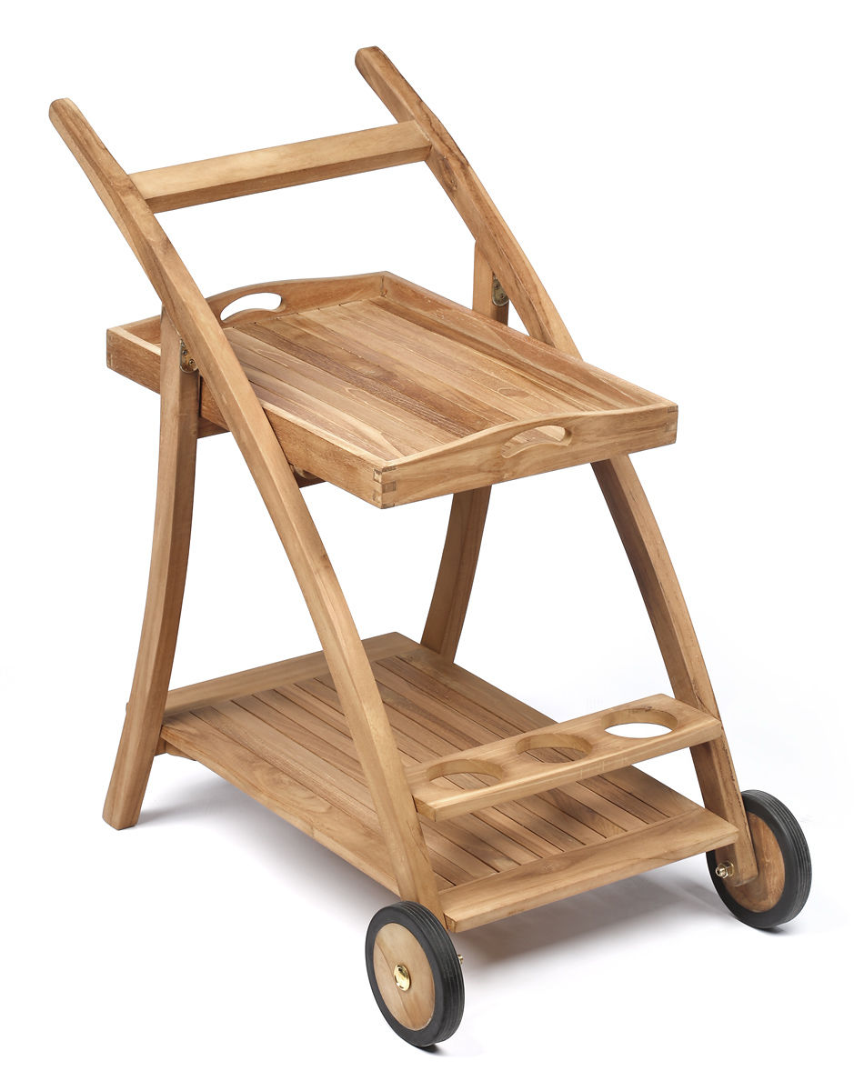 teak-serveerwagen-met-flessenrek-in-tuin - view 4