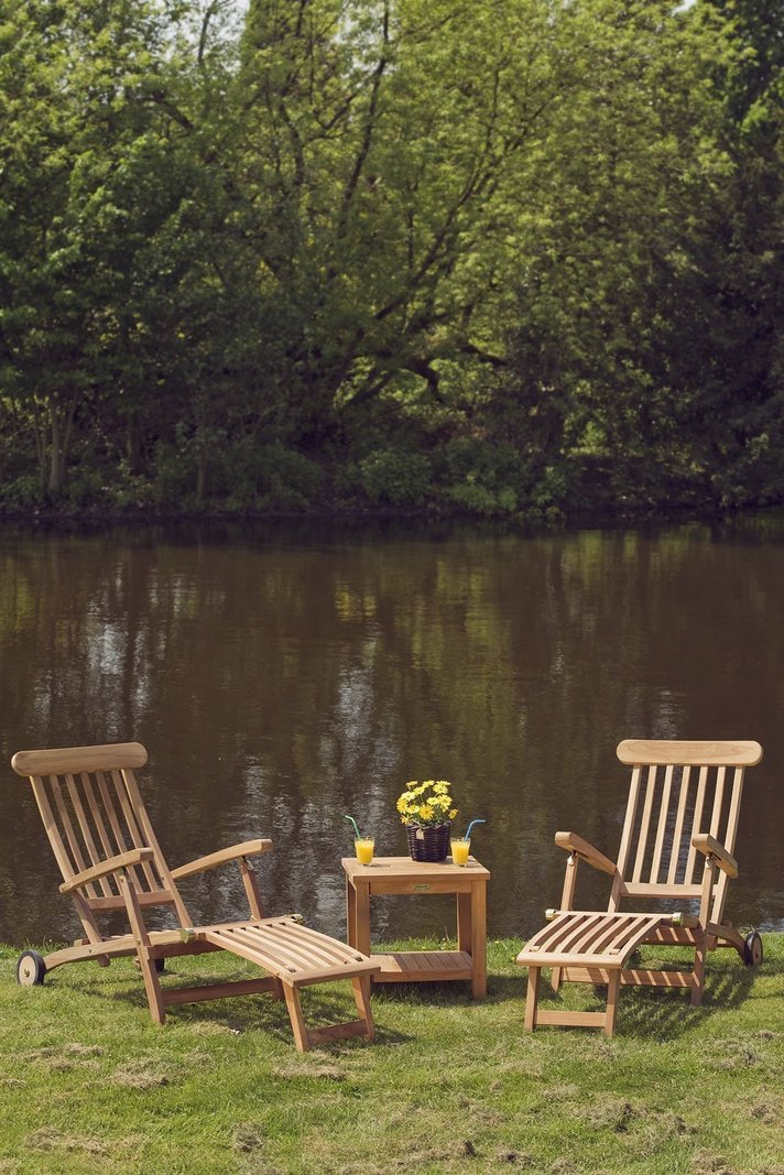 Deckchairs 2 stuks met bijsettafel 50 x 50 x 45 met onderblad Teakea - view 3