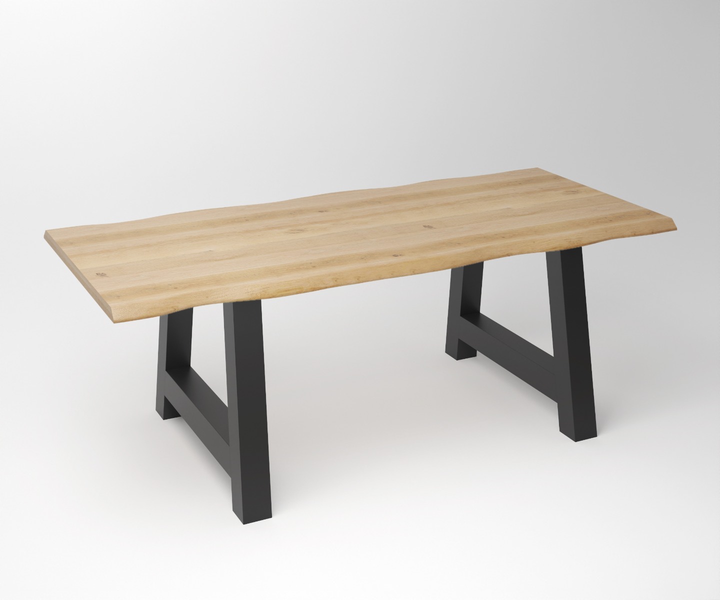 Deze robuuste boomstamtafel vormt het warme middelpunt van een licht en sereen interieur, ideaal voor uitgebreide familieontbijten en gezellige avonden. De combinatie van het natuurlijke eikenhout en het strakke metaal brengt een perfecte balans tussen or - view 3