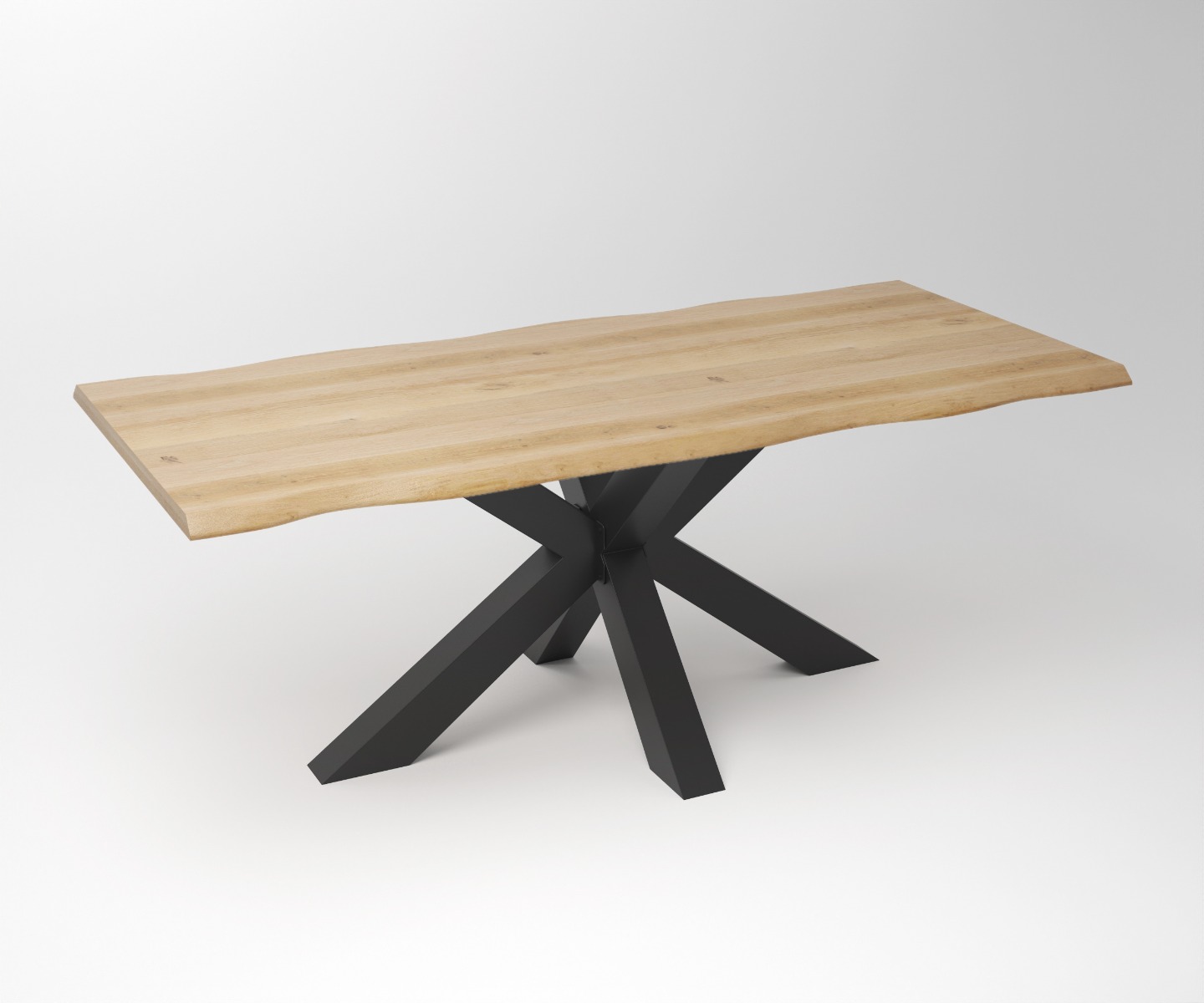 Eiken Boomstam Eettafel | Slab Edged-Matrix Rex Regular Frame - view 3
