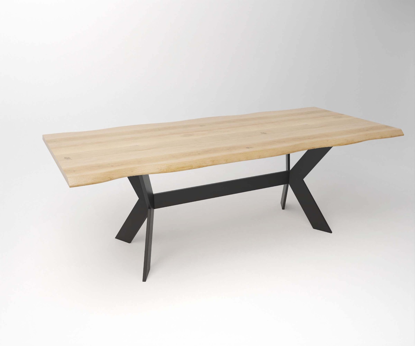 Boomtafel Eiken Tafel met Plaatstaal Frame onderstel - view 4