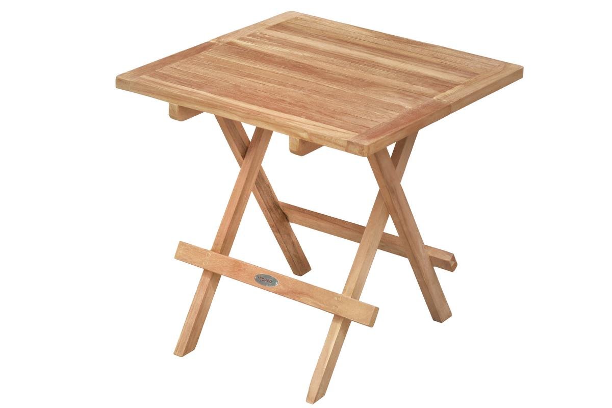 Tuin Teak Bijzettafel Inklapbaar 50x50x45 | Picknick Tafeltje Hout Slate Vierkant  - alternate view
