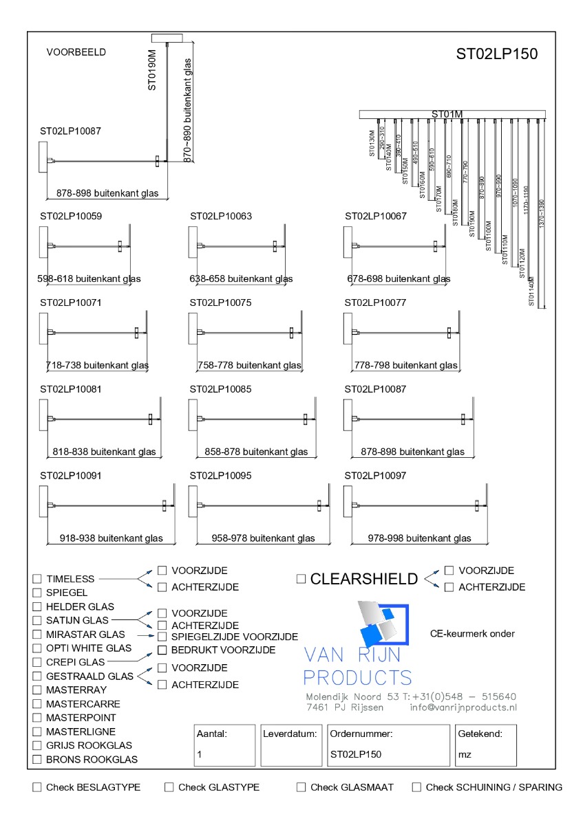 Van Rijn Products ST02LP150 douchecabine hoekinstap 100cm deur 120cm zijwand chroom - view 3