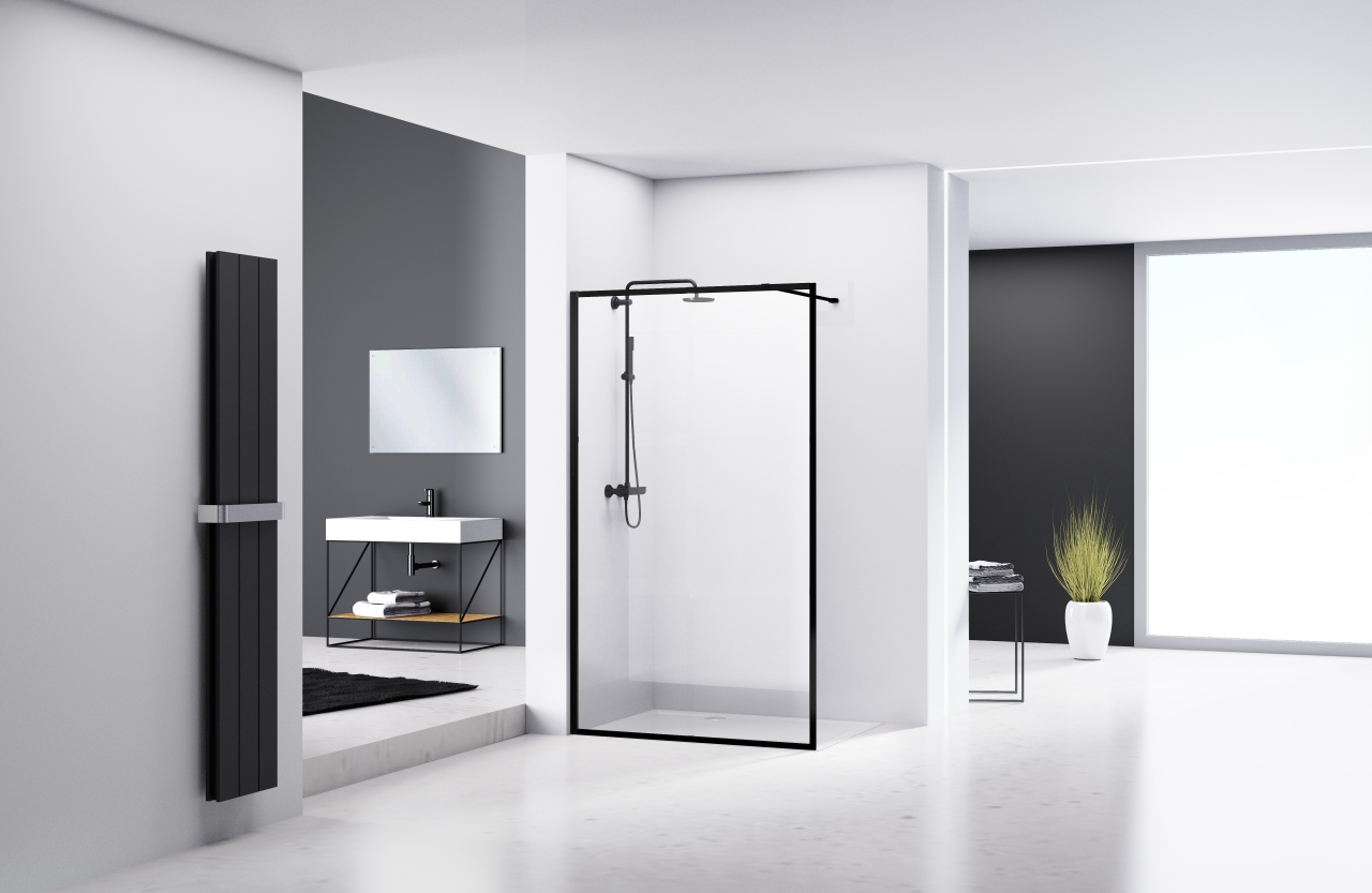 Van Rijn Products ST04KP Ducha mural 100cm con marco negro - view 3