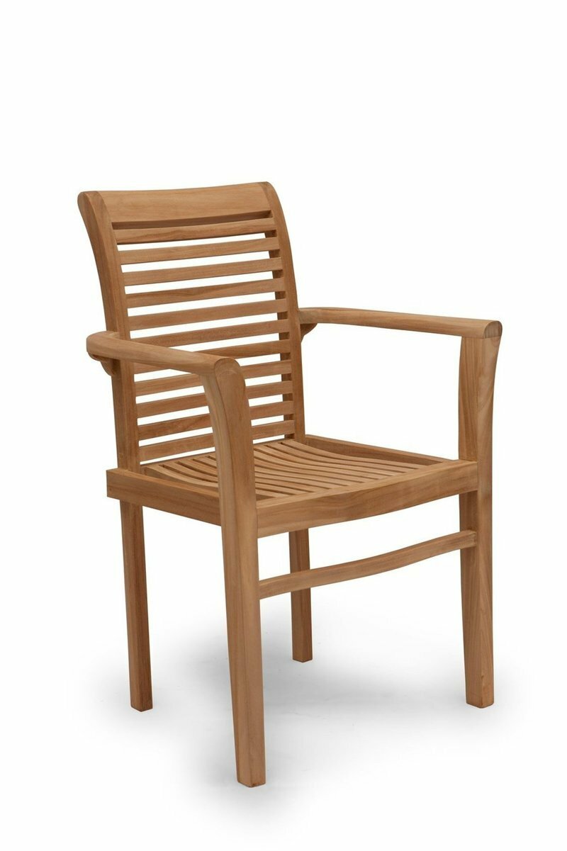 Stacker Teakhouten Tuinset - Rechthoekige Uitschuifbare Tuintafel 150-200cm - Inclusief 6 Stapelbare Stoelen - view 4