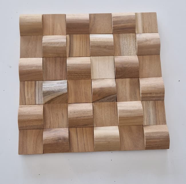 Wave Naturel Teakhouten wandpanelen 30x30 tegels - 4 stuks - view 3