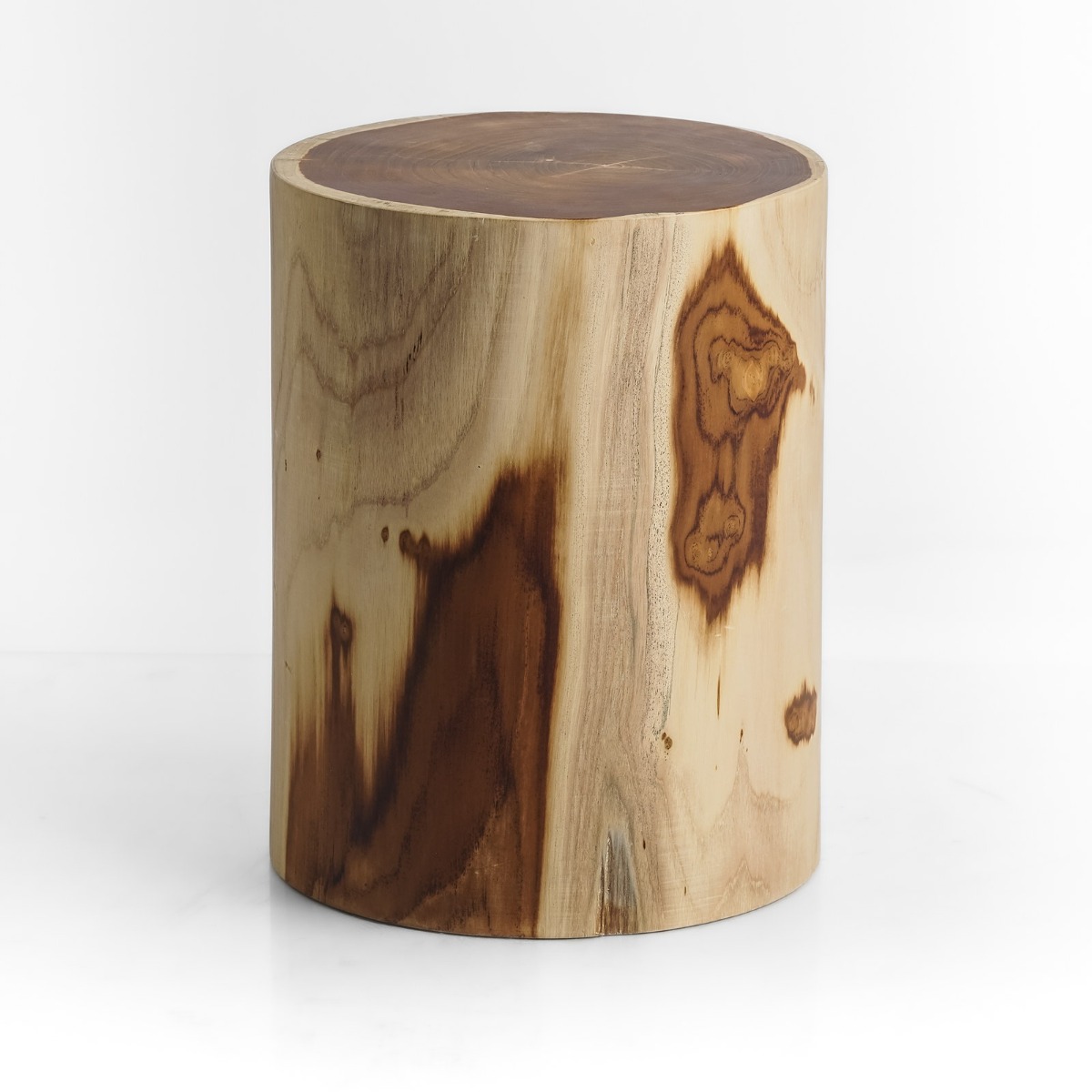 Massief teakhouten kruk Noma Ø35 × H45 cm in naturel teak – vooraanzicht - alternate view