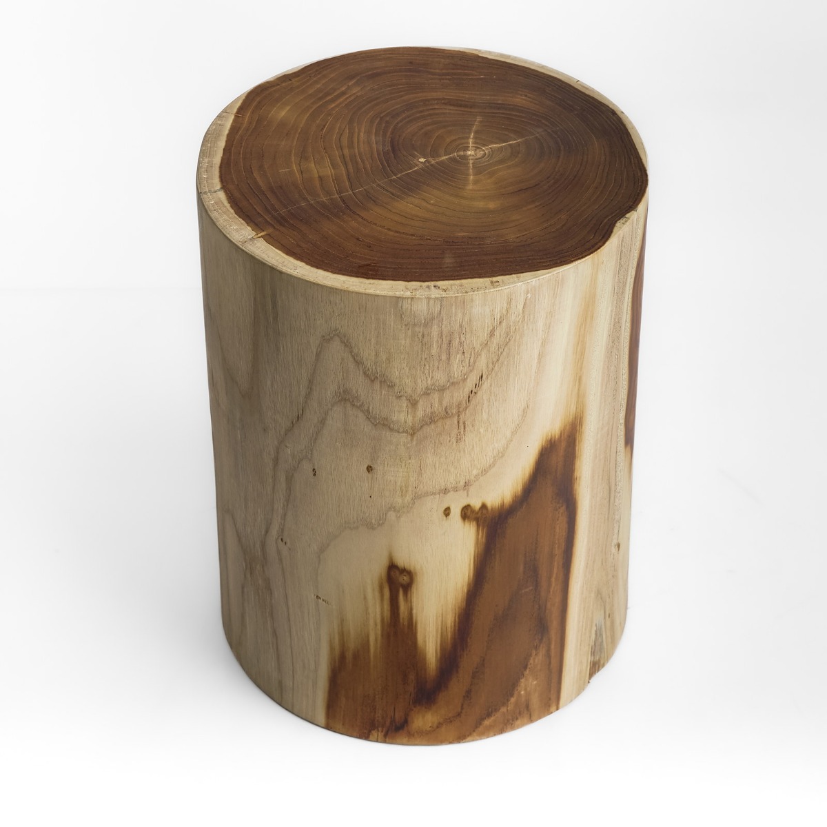 Massief teakhouten kruk Sava Ø35 × H45 cm in naturel teak – vooraanzicht - view 3