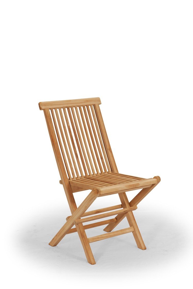 Bistro teakhouten tuinset met tuintafel en vier vouwstoelen van massief teak - view 4