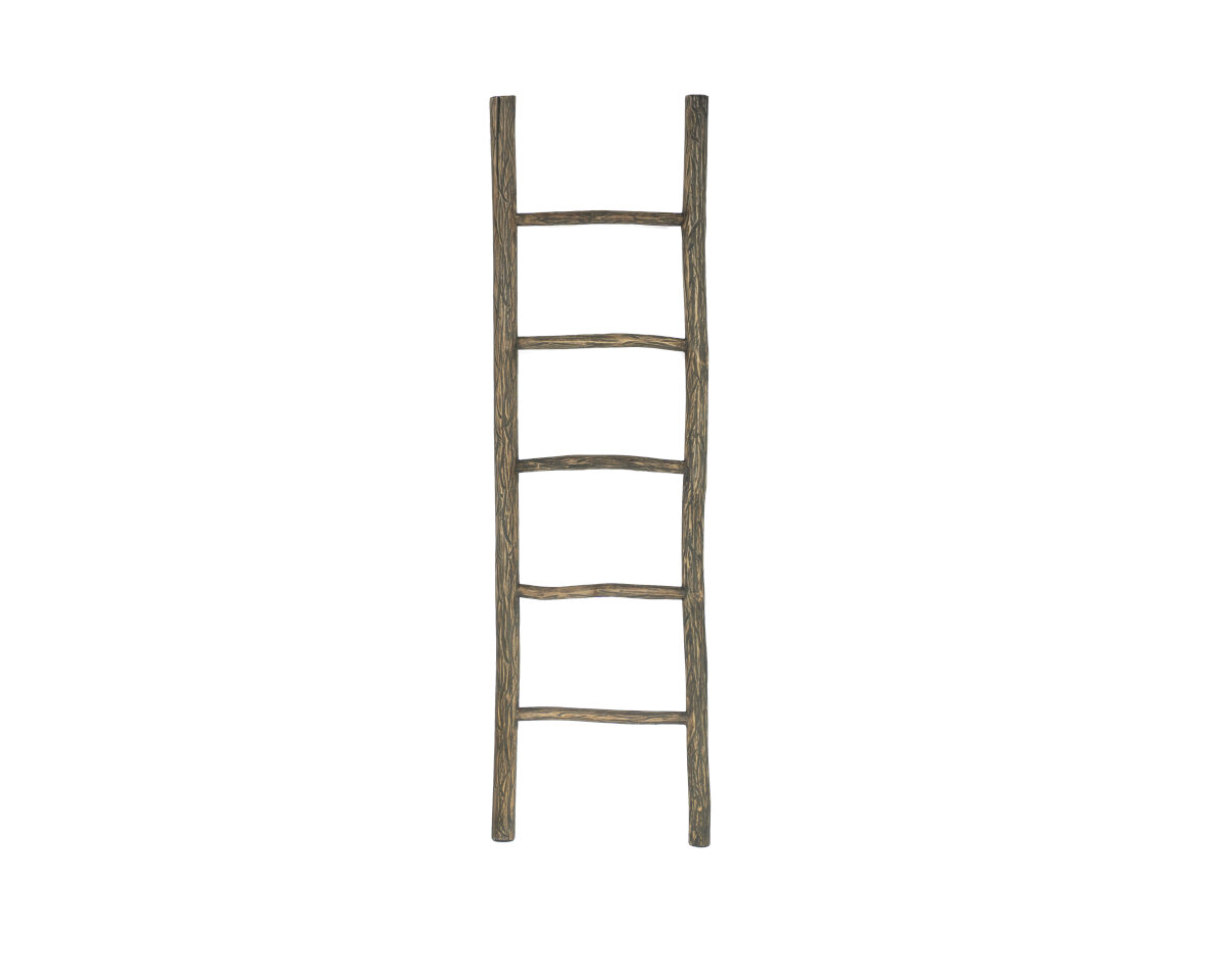 Teakhouten decoratie ladder Teak Carved Bruin | 50x5x175 - view 3